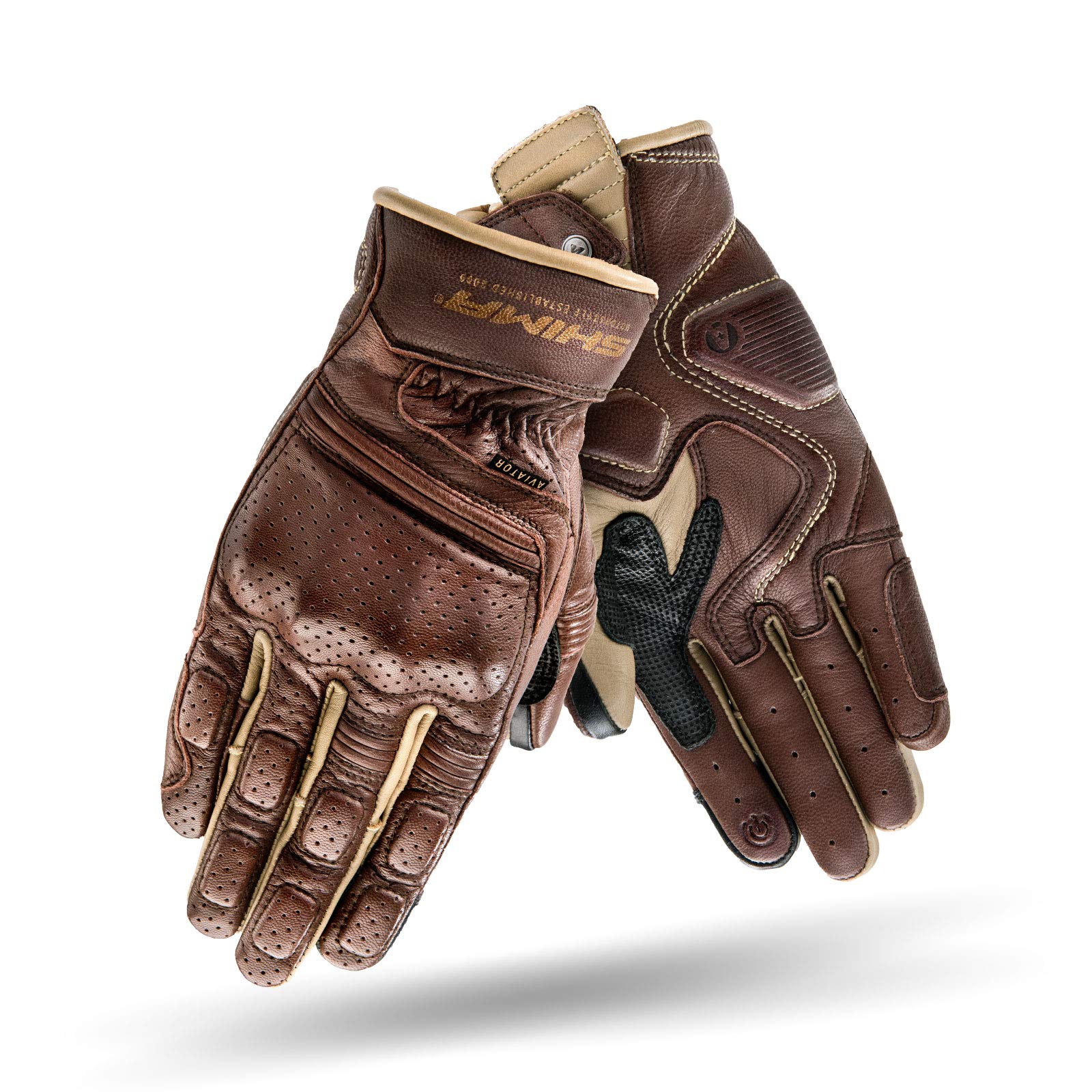 SHIMA AVIATOR Motrocycle Gloves for Men - Classic, Vintage, Reinforced, Summer Leather Biker Riding Gloves with Knuckle and Finger Protectors, Reinforced Palm (Brown, L) - Image 3