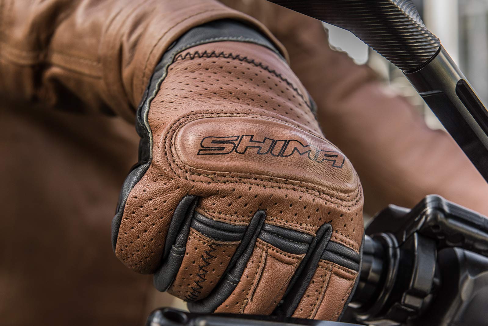 SHIMA Caliber Motrocycle Gloves for Men - Classic, Vintage, Reinforced, Summer Leather Biker Riding Gloves with Knuckle and Finger Protectors, Reinforced Palm (Brown, XL) - Image 3