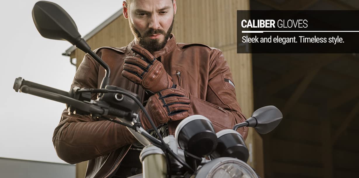 SHIMA Caliber Motrocycle Gloves for Men - Classic, Vintage, Reinforced, Summer Leather Biker Riding Gloves with Knuckle and Finger Protectors, Reinforced Palm (Brown, XL) - Image 4