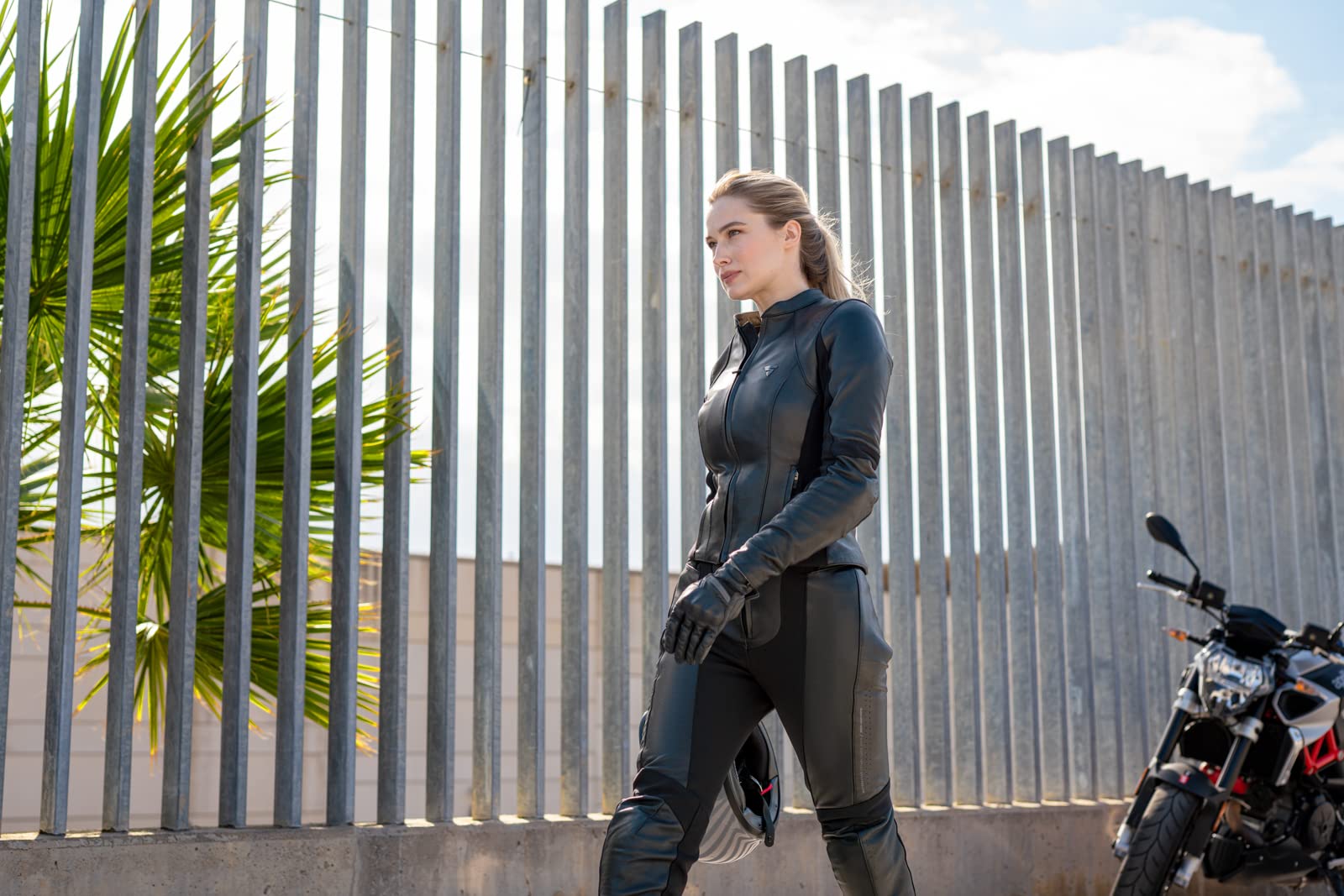 SHIMA MONACO 2.0 Leather Motorcycle Ladies Suit - Black Women Leather Jacket Pants Gloves with Protectors - Image 8