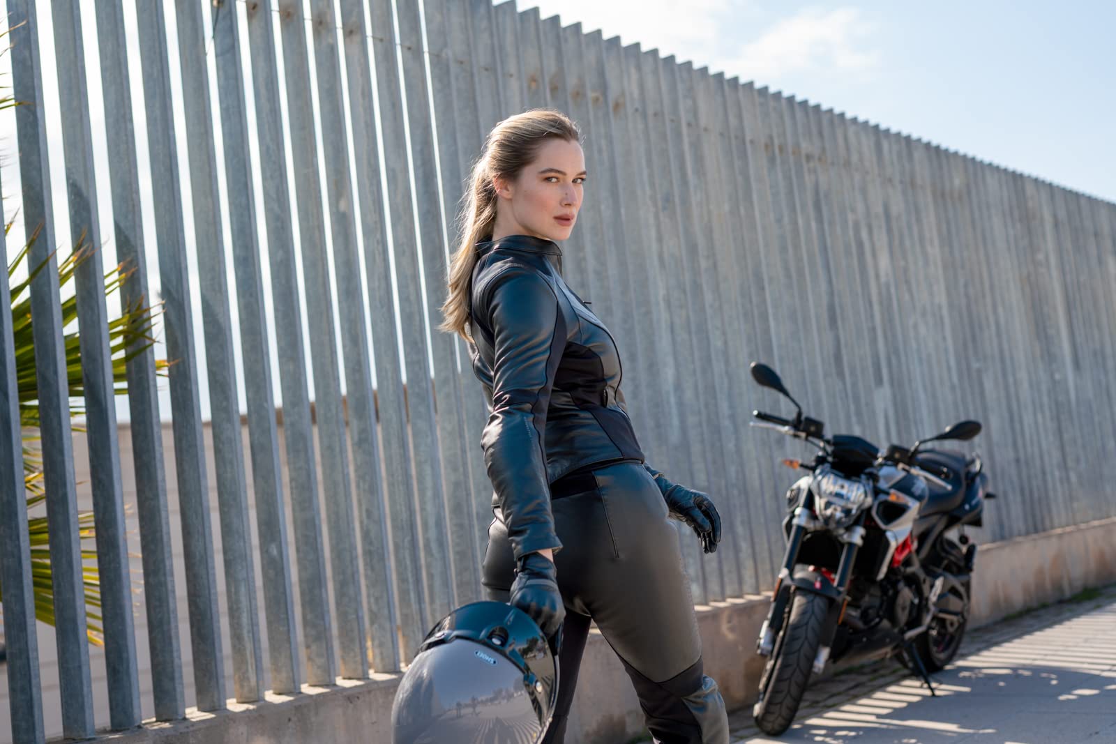 SHIMA MONACO 2.0 Leather Motorcycle Ladies Suit - Black Women Leather Jacket Pants Gloves with Protectors - Image 9