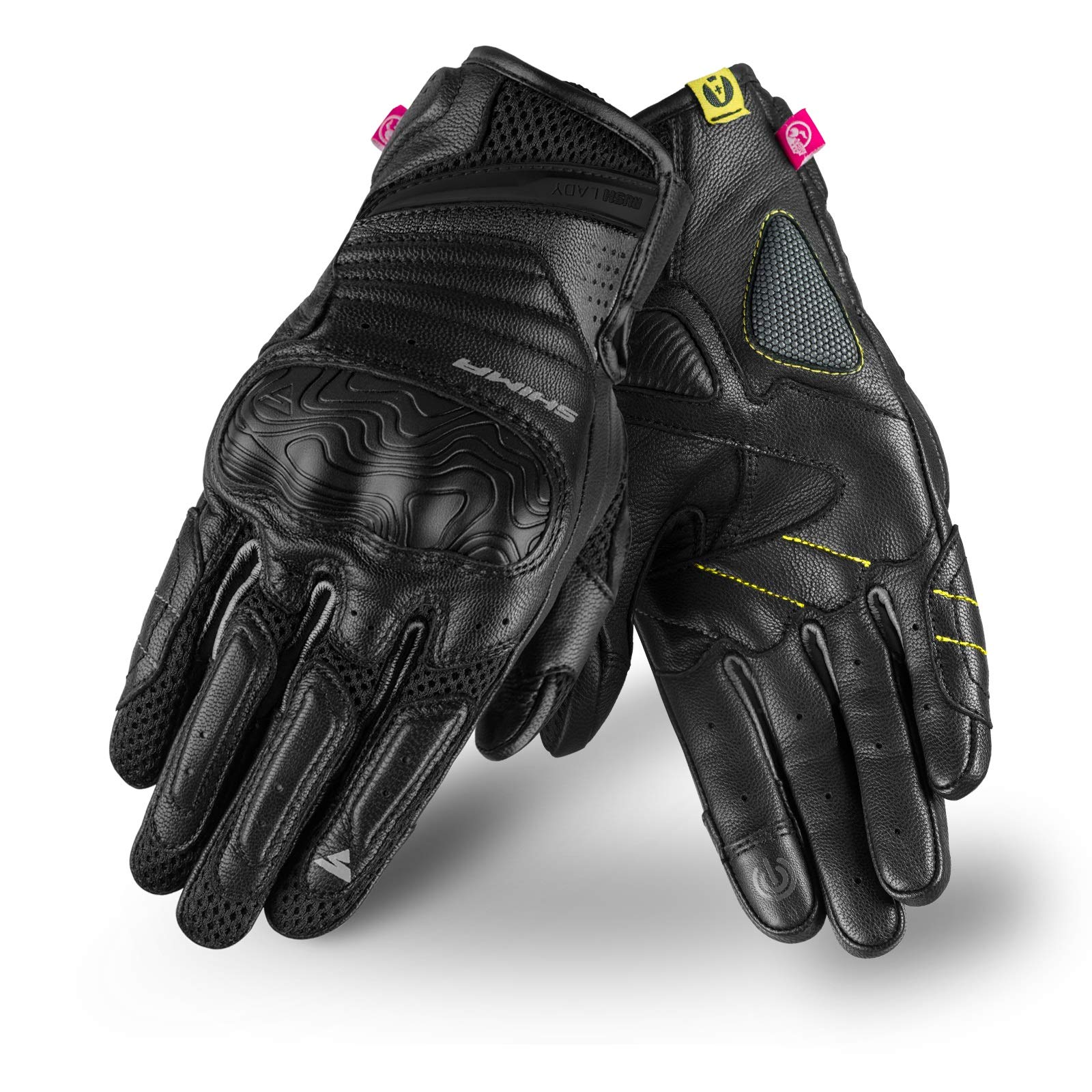 SHIMA Rush Motorcycle Gloves Women Leather Textile Short Summer Biker Armoured Protectors Motorbike Perforated Ventilated Touchscreen Motorsport Glove Lightweight Motocross (Womens, Black, XS) - Image 3