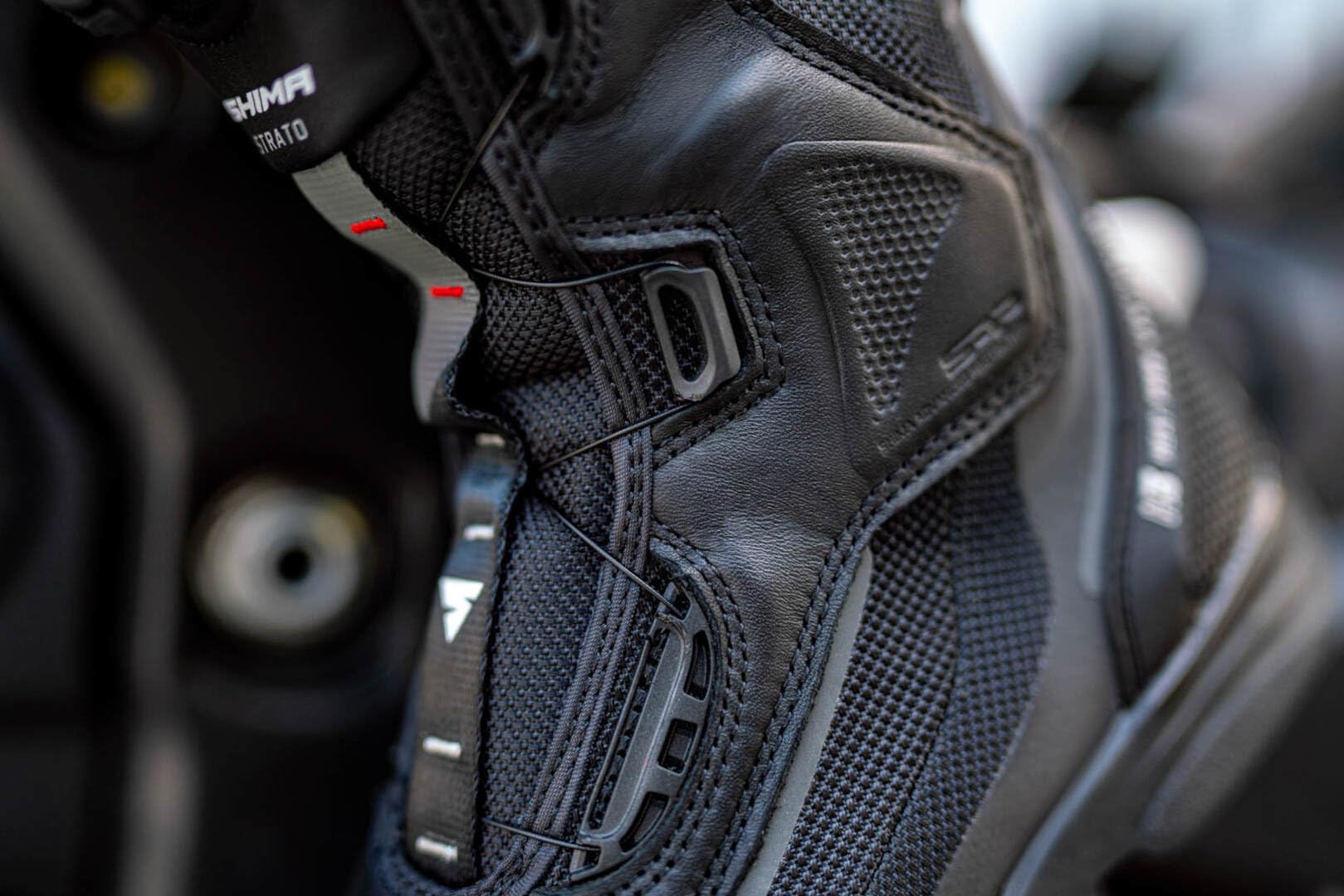 SHIMA STRATO LADY Motorcycle Boots for Women - Vented, Reinforced Lightweight Long Biker Riding Boots with ATOP Fast-Closure System, Ankle Protection, Non-slip Sole, Reflective Panels (Black, 7,5) - Image 6